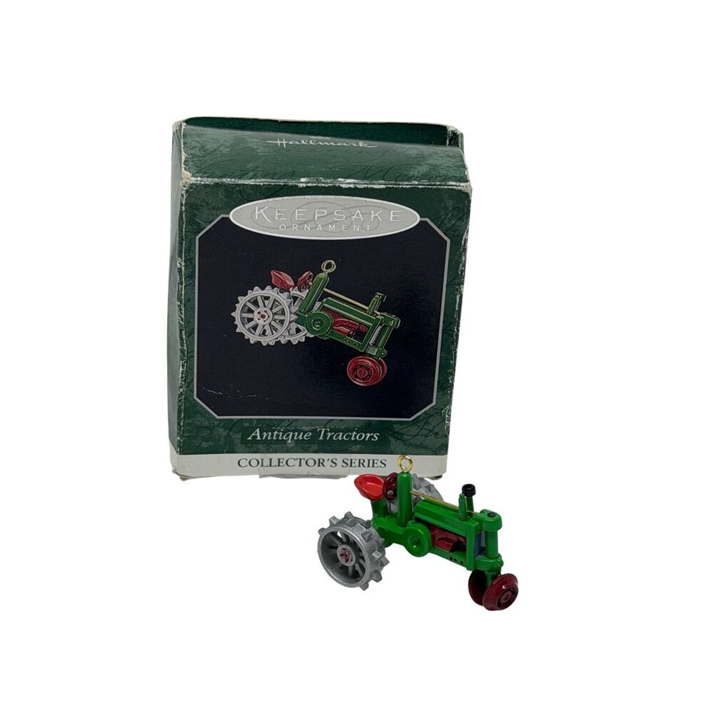 VTG Hallmark Keepsake Ornament Antique Green Red Tractor Miniature Collectors 1"